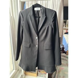 Carlisle‎ NEw YOrk Women's Size 2 Black Flounce Blazer Jacket Chic Modern